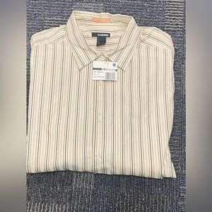 Claiborne Men's Striped Point-Collar Long Sleeve 100% Cotton Casual Size: XL